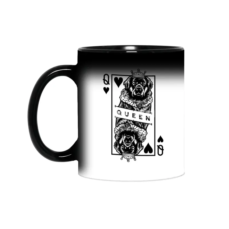 Newfoundland Queen Of Hearts Funny Dog Playing Card Pop Art Sihirli Kupa