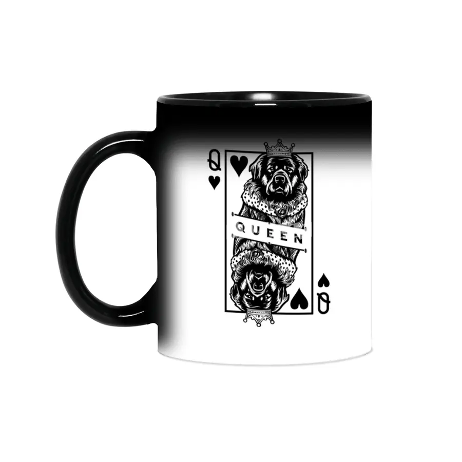 Newfoundland Queen Of Hearts Funny Dog Playing Card Pop Art Sihirli Kupa