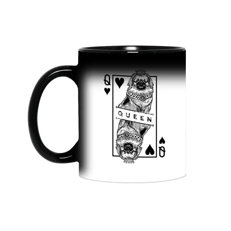 Pekingese Queen Of Hearts Funny Peke Dog Lover Pop Art Sihirli Kupa
