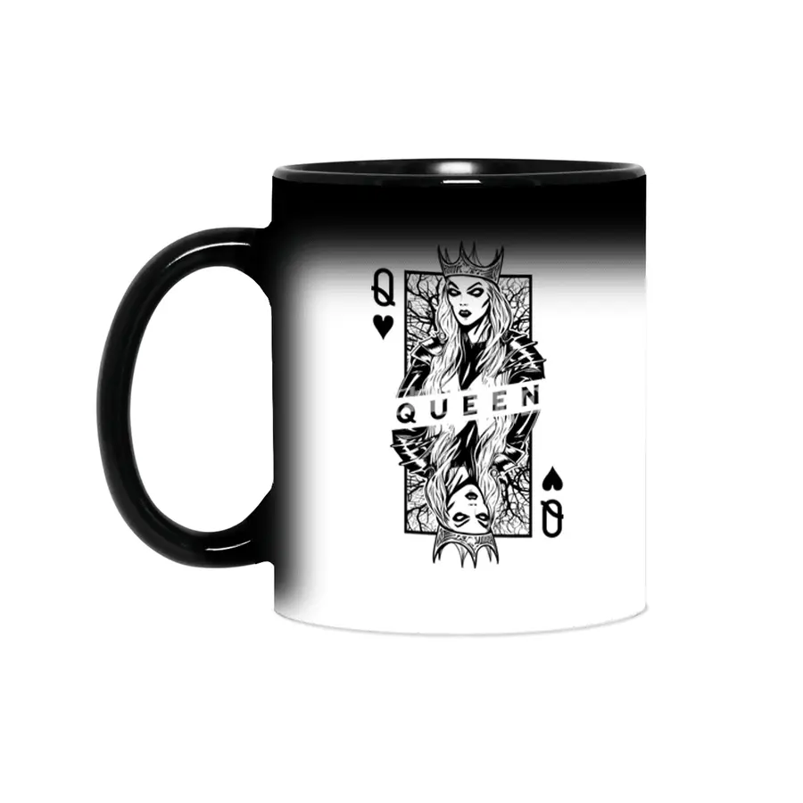 Queen Of Hearts Evil Vampire Woman Card Halloween Pop Art Sihirli Kupa