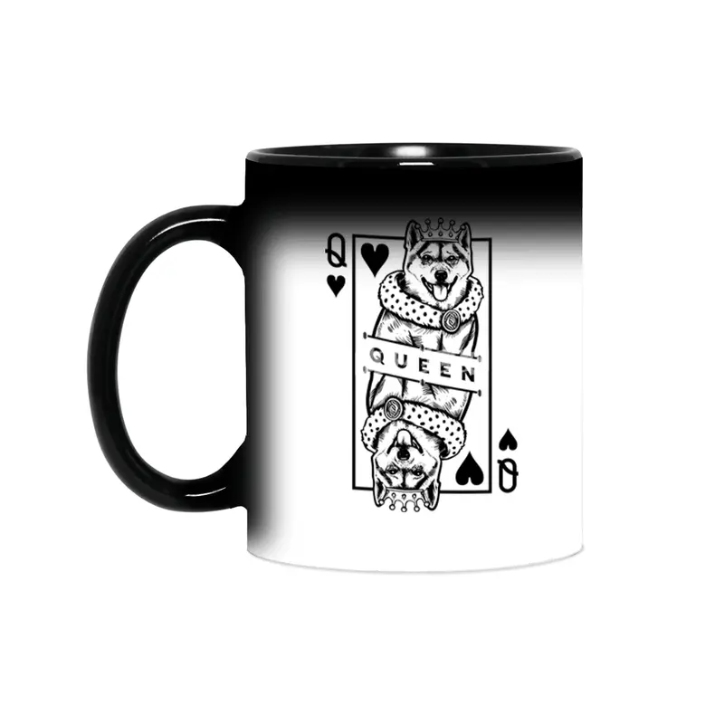 Shiba Inu Queen Of Hearts Funny Dog Playing Card Pop Art Sihirli Kupa