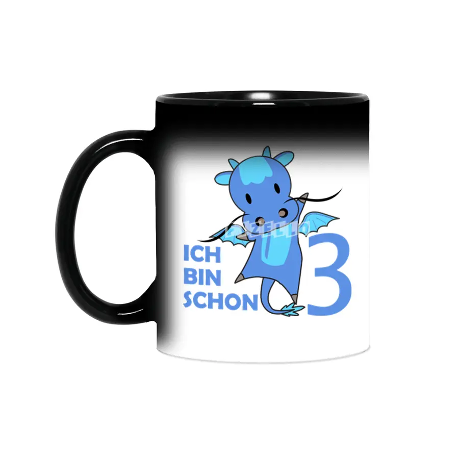 Dragon Blue Three Years Old 3rd Birthday Kids Sihirli Kupa