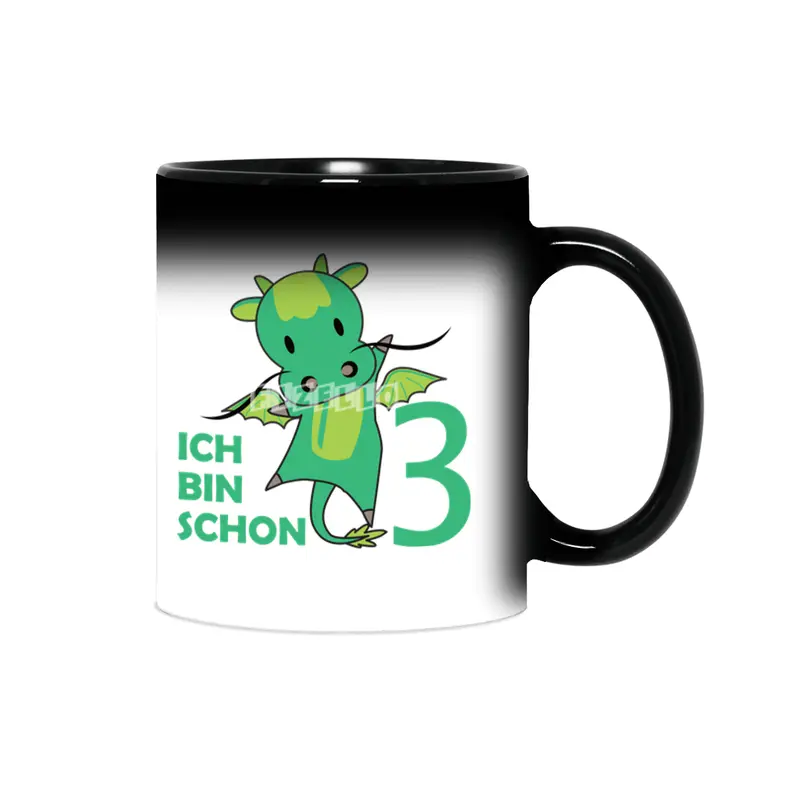 Dragon Green Three Years Old 3rd Birthday Kids Sihirli Kupa