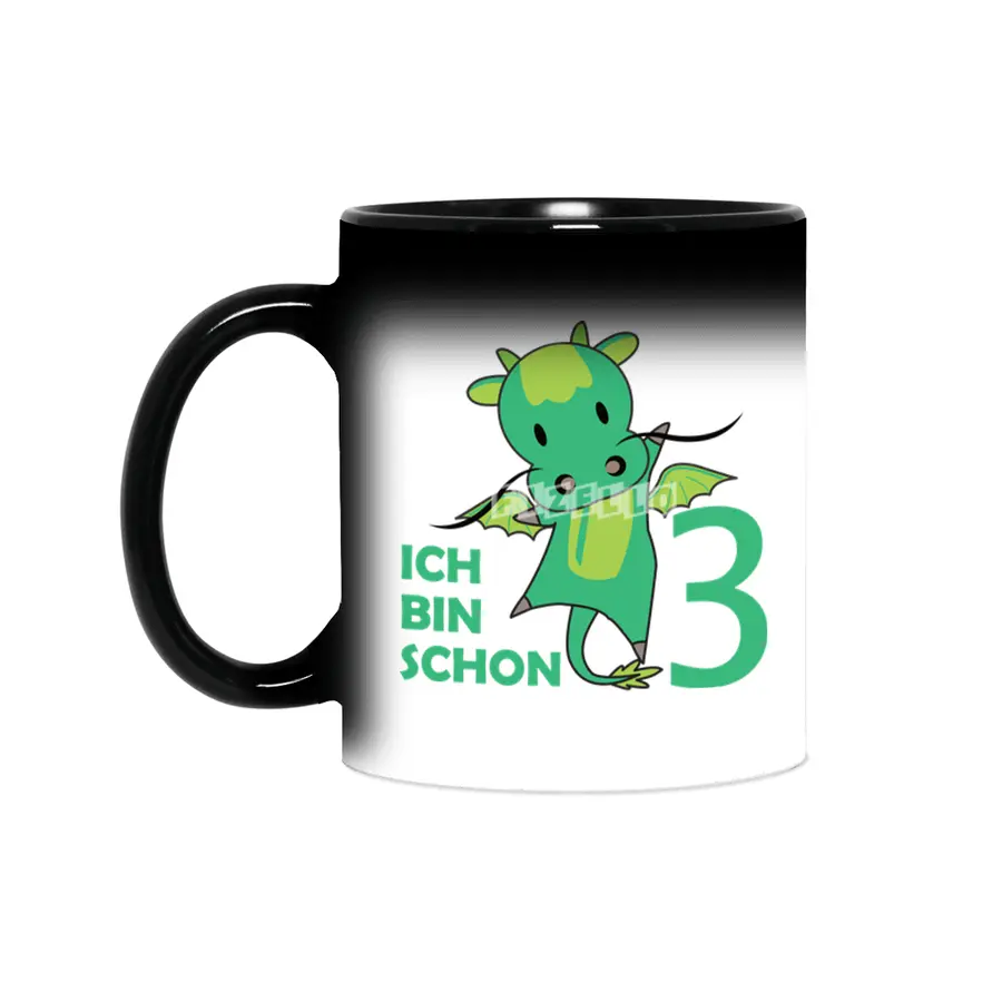 Dragon Green Three Years Old 3rd Birthday Kids Sihirli Kupa