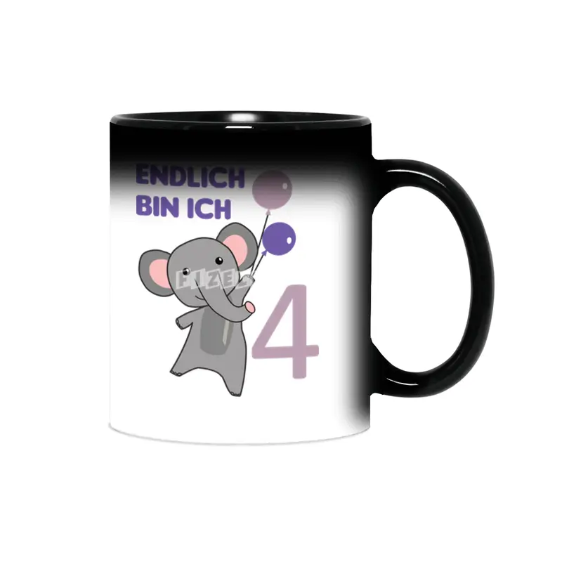 Elephant 4th Birthday For Kids 4 Years Old Purple Sihirli Kupa