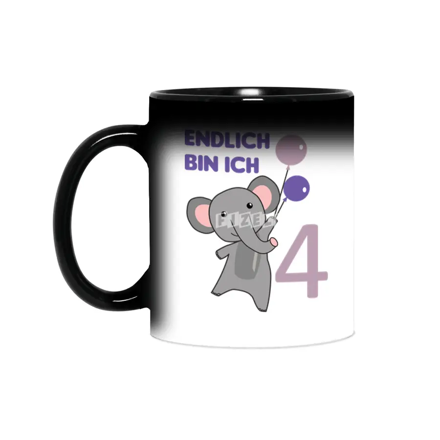 Elephant 4th Birthday For Kids 4 Years Old Purple Sihirli Kupa