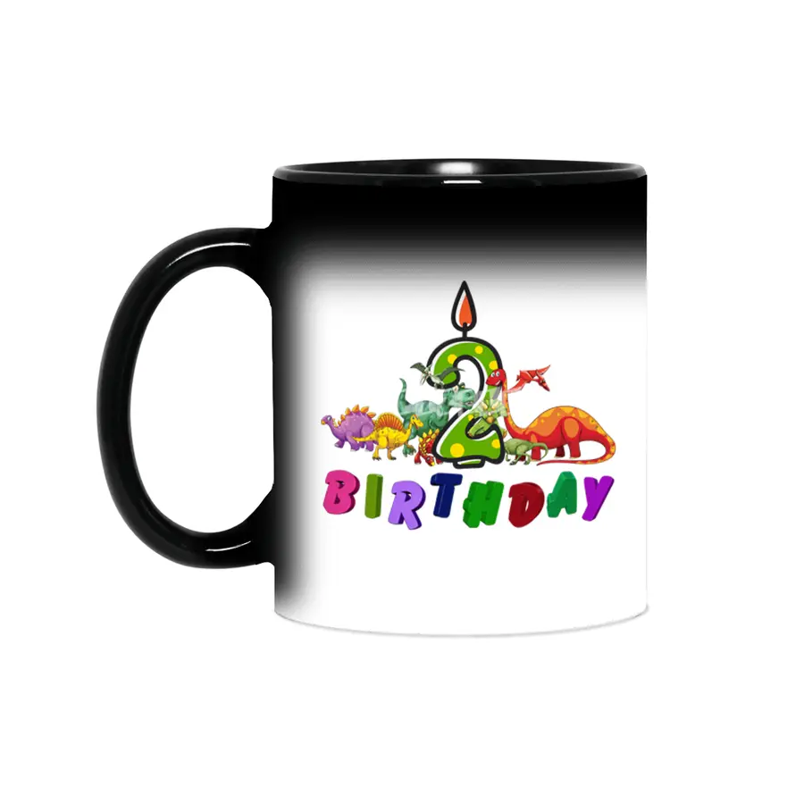 2nd Birthday Dinosaur two years old Dino Gift Boy Sihirli Kupa