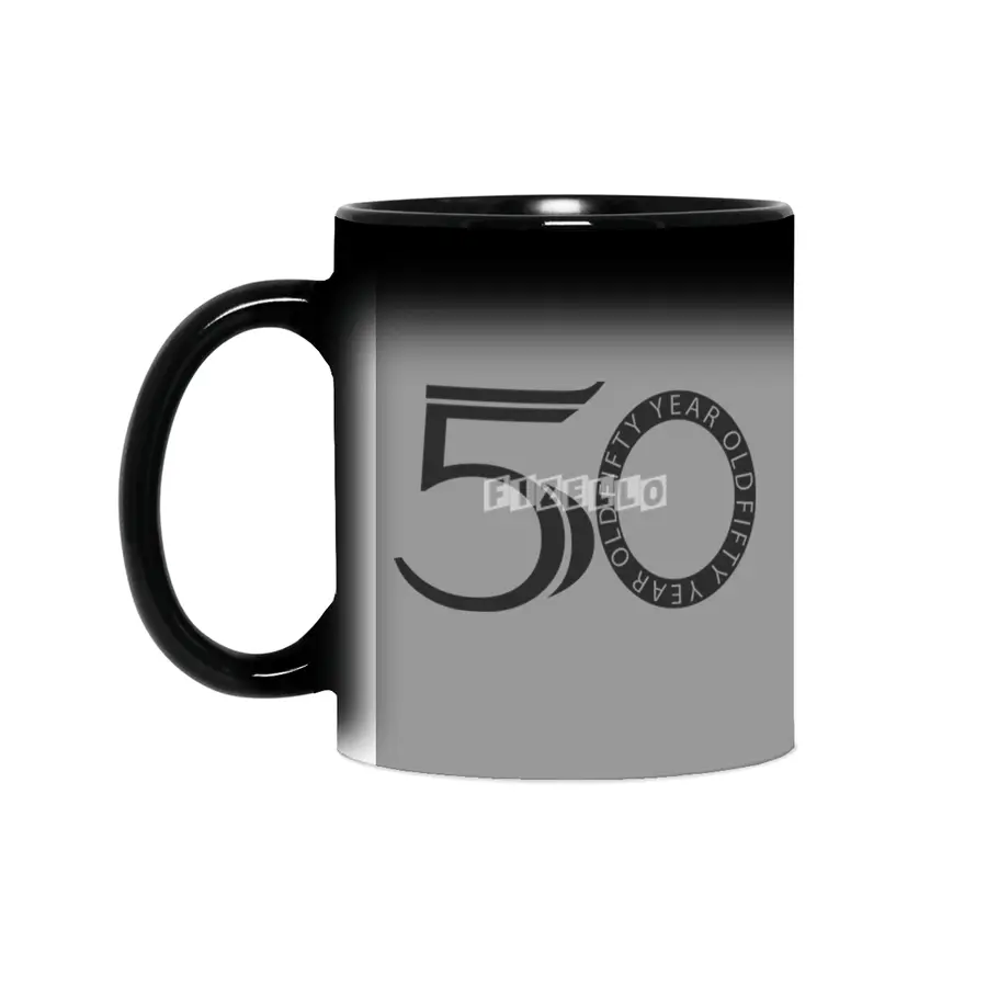Fifty Year Old Fart Logo Design Black Sihirli Kupa