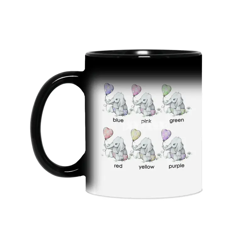 Baby Elephant with Polka Dot Balloon and Colors Kids Tee Sihirli Kupa