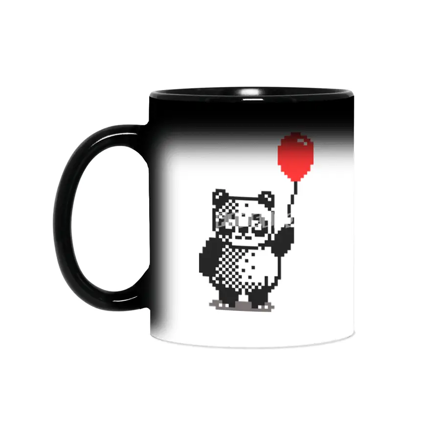 Cute panda with a red balloon - pixel art Sihirli Kupa