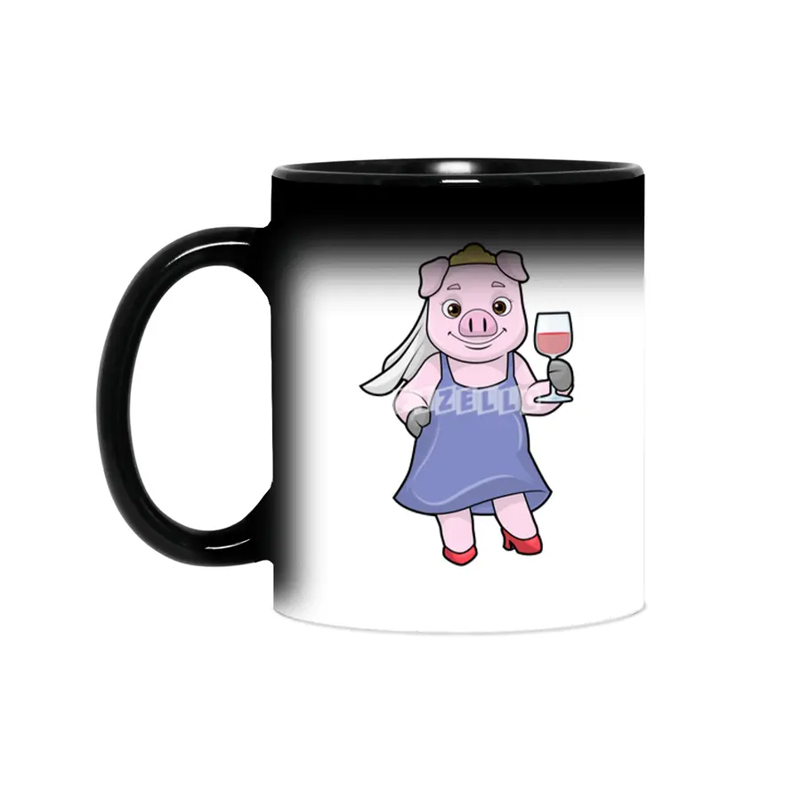 Pig as Bride with Veil & Red wine Sihirli Kupa