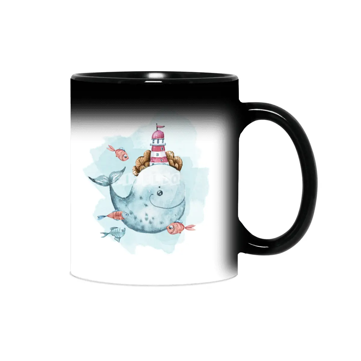 A cute whale watercolor illustration Sihirli Kupa