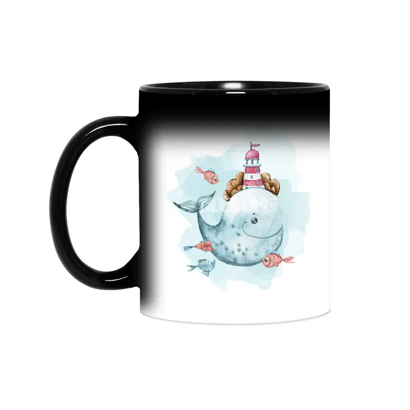 A cute whale watercolor illustration Sihirli Kupa
