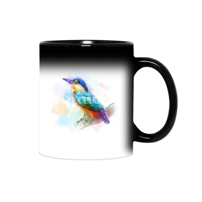 Colorful Kingfish bird, watercolor Sihirli Kupa
