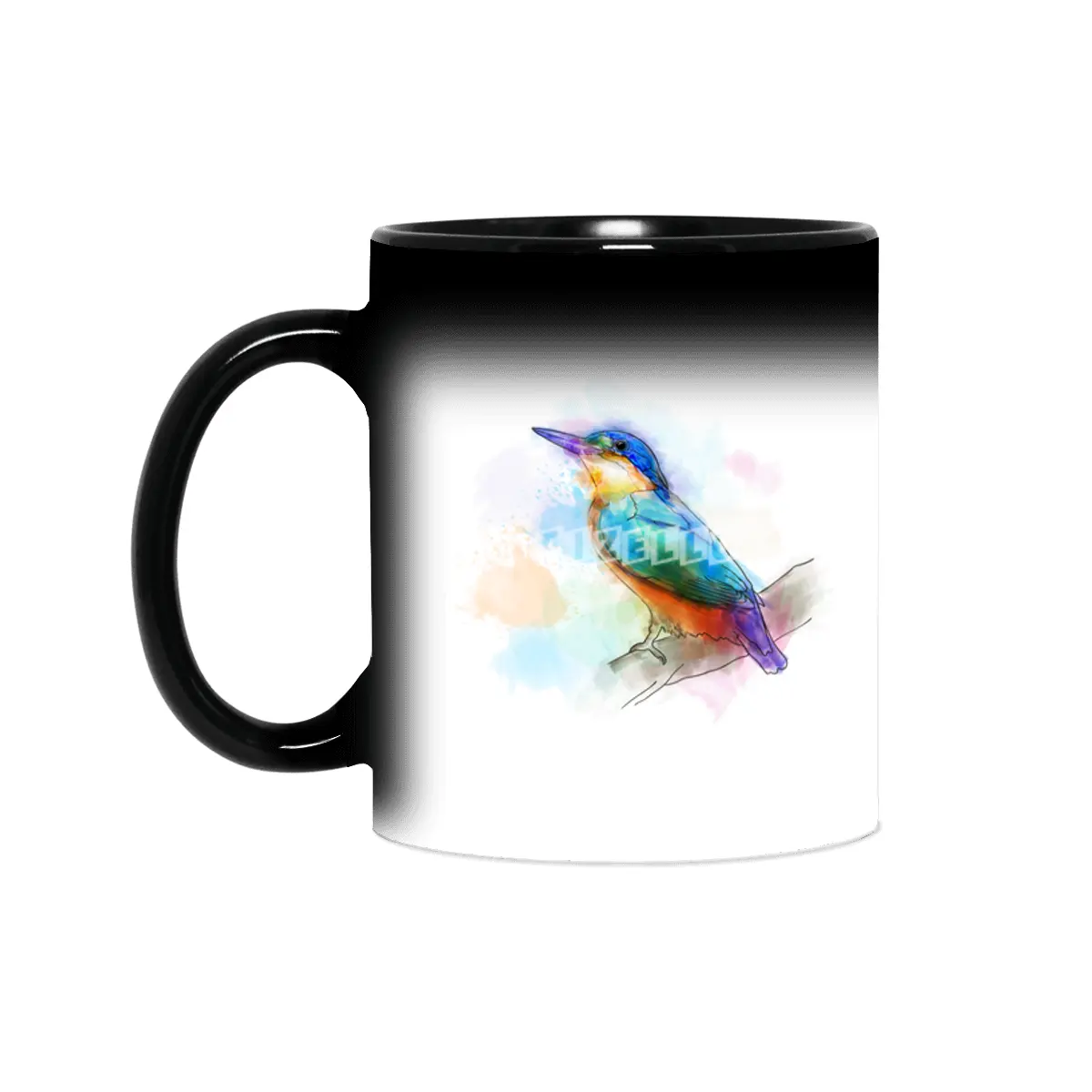 Colorful Kingfish bird, watercolor Sihirli Kupa