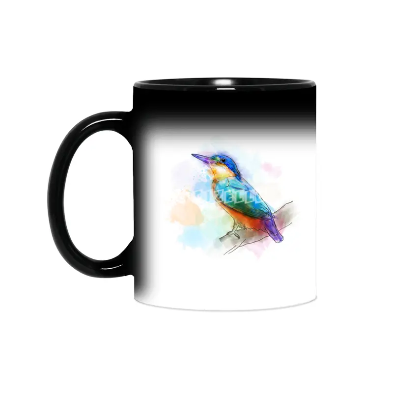 Colorful Kingfish bird, watercolor Sihirli Kupa