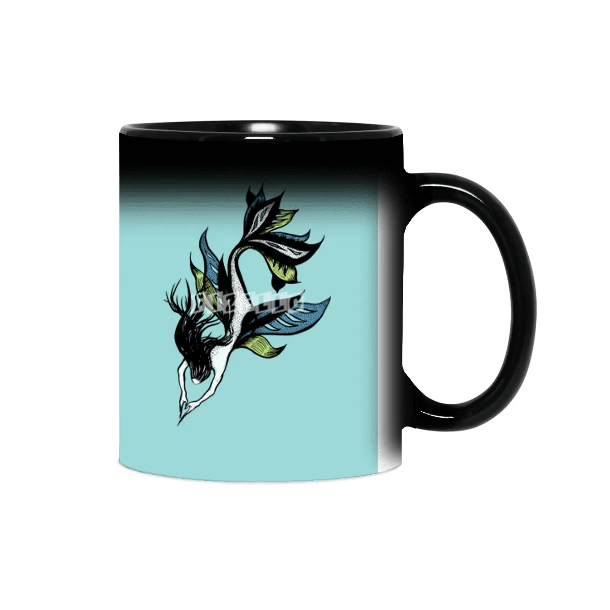 Beautiful Mermaid Drawn Tattoo Style In Blue Green Sihirli Kupa