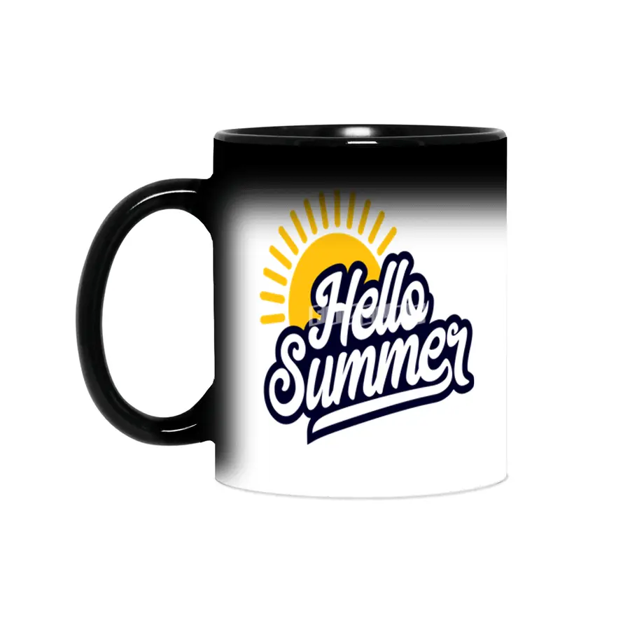 Hello Summer Typographic Line Sihirli Kupa