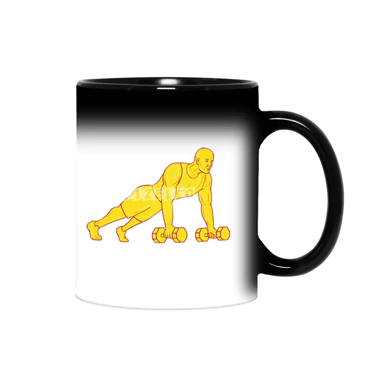 Fitness Athlete Push Up Dumbbell Drawing Sihirli Kupa