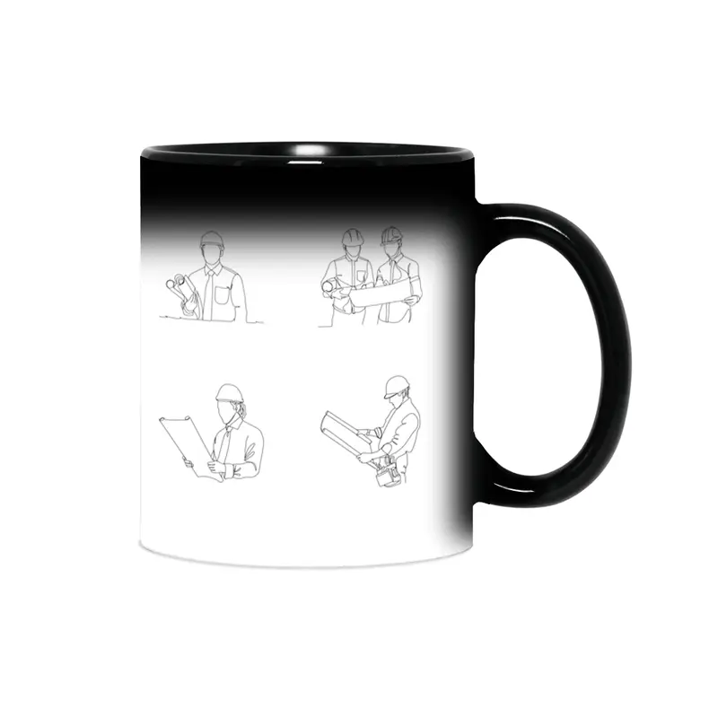 Continuous Line Drawing Engineer Building Construction Supervision Design Simple Sihirli Kupa