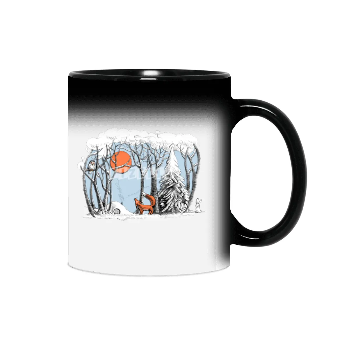 Winter landscape with fox and owl Sihirli Kupa