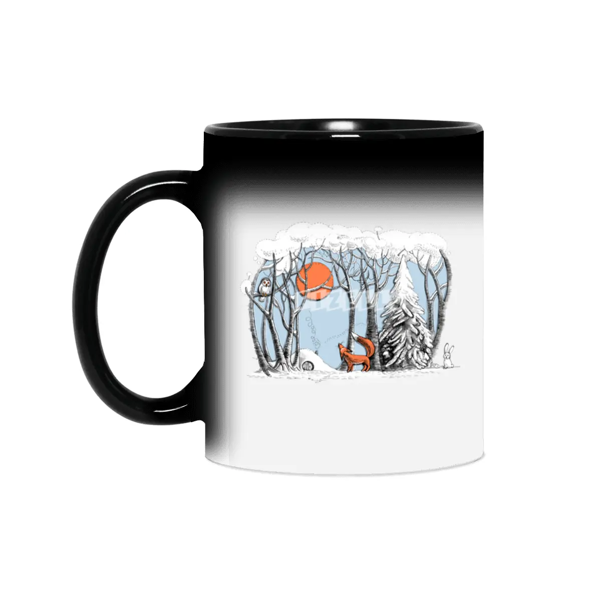 Winter landscape with fox and owl Sihirli Kupa