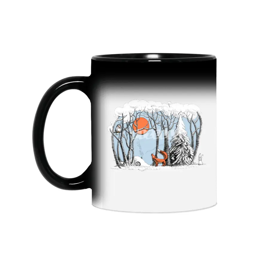 Winter landscape with fox and owl Sihirli Kupa