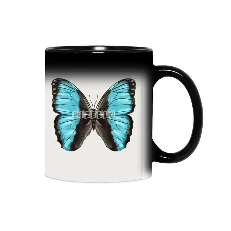 Blue Butterfly Insect Art Sihirli Kupa