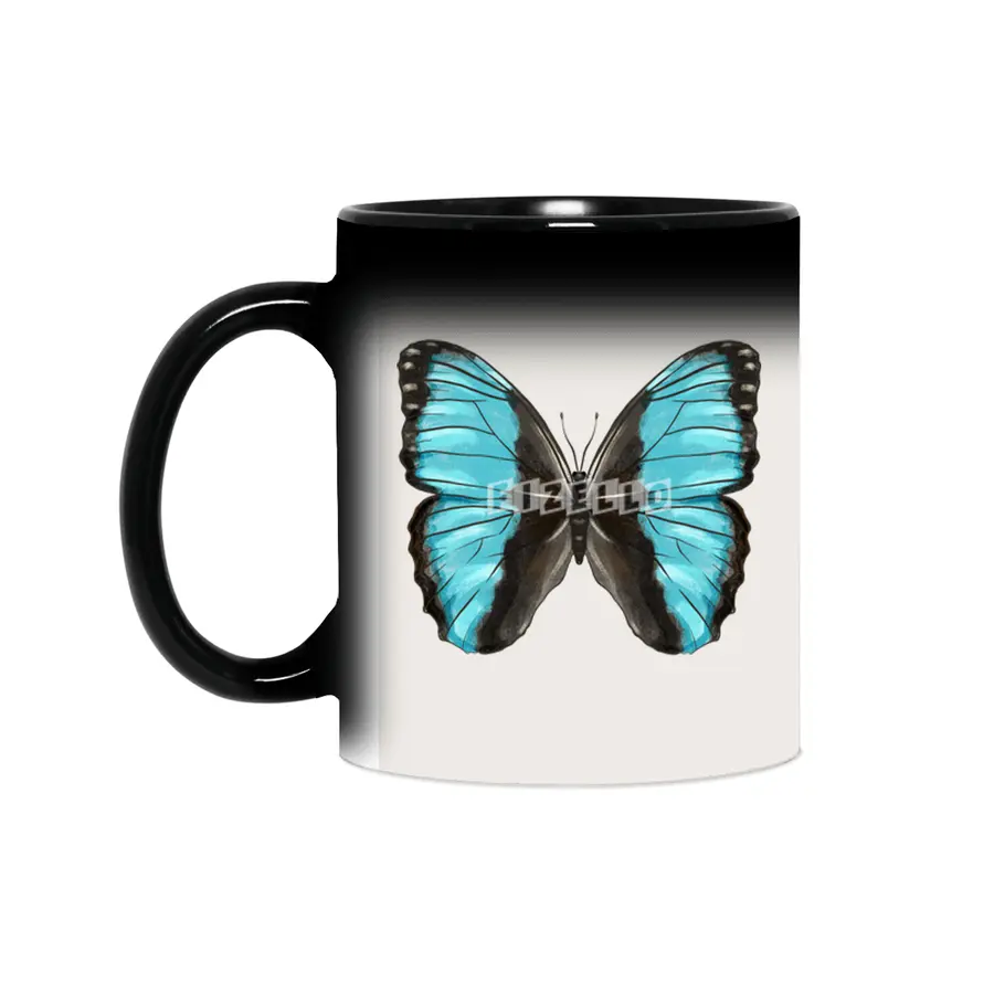 Blue Butterfly Insect Art Sihirli Kupa