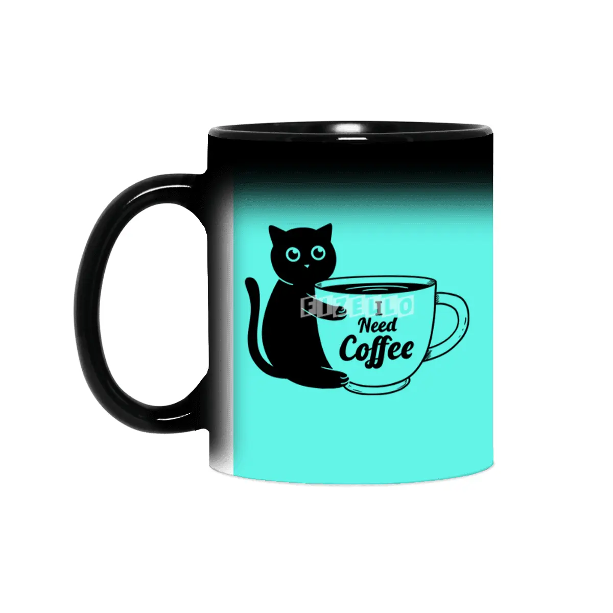 Cat I need Coffee Sihirli Kupa