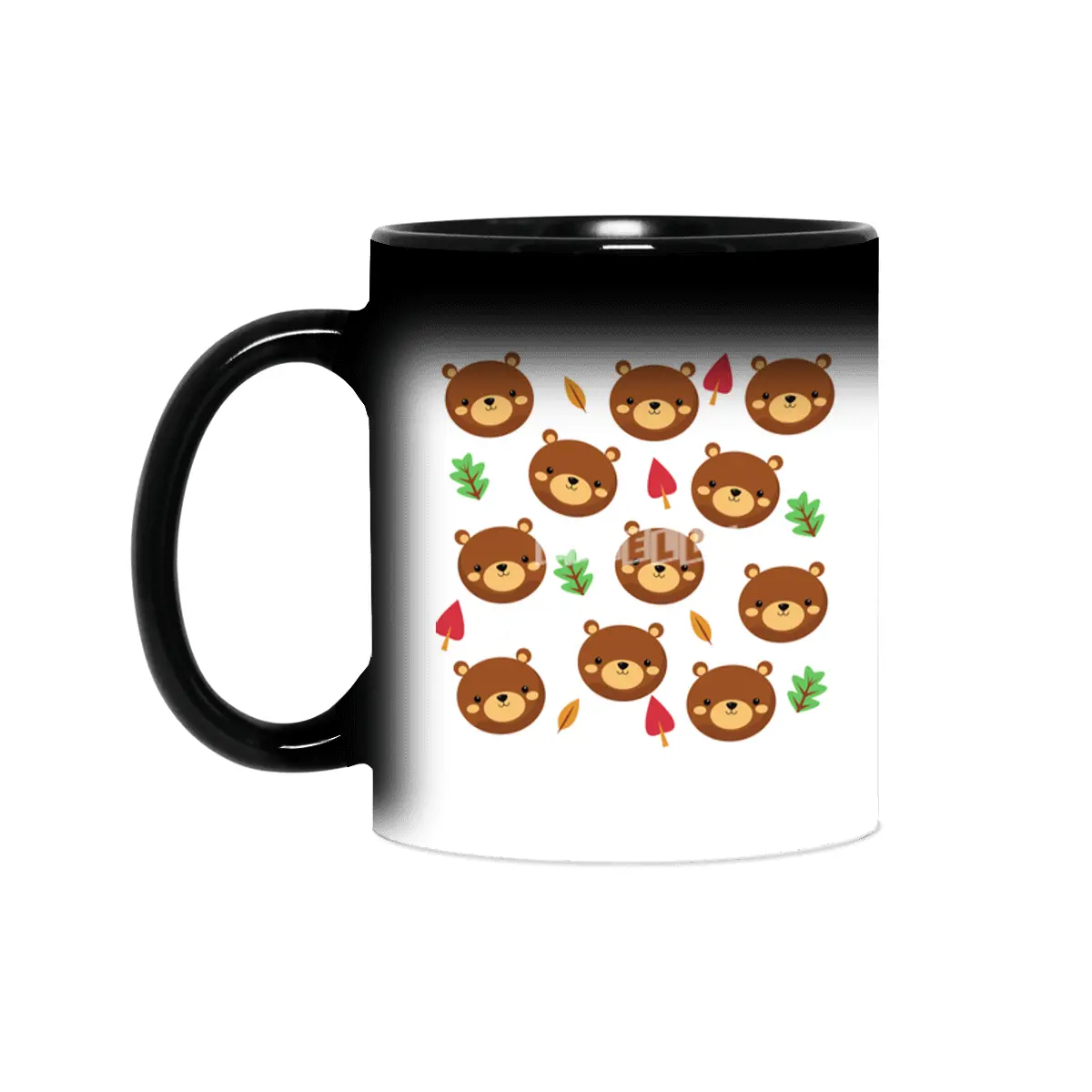 Bear Bears Pattern Leaves Cute Animals Forest Sihirli Kupa