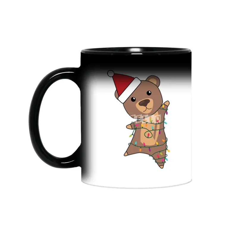 Bear Christmas Fairy Lights Cute Animals Kids Sihirli Kupa