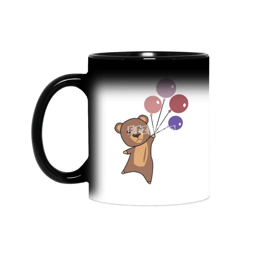 Bear Flies Up With Balloons Cute Animals Sihirli Kupa