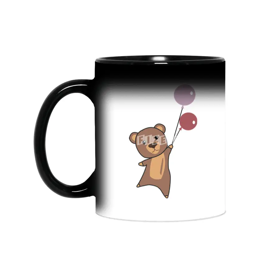 Bear Flies Up With Balloons Cute Animals Sihirli Kupa