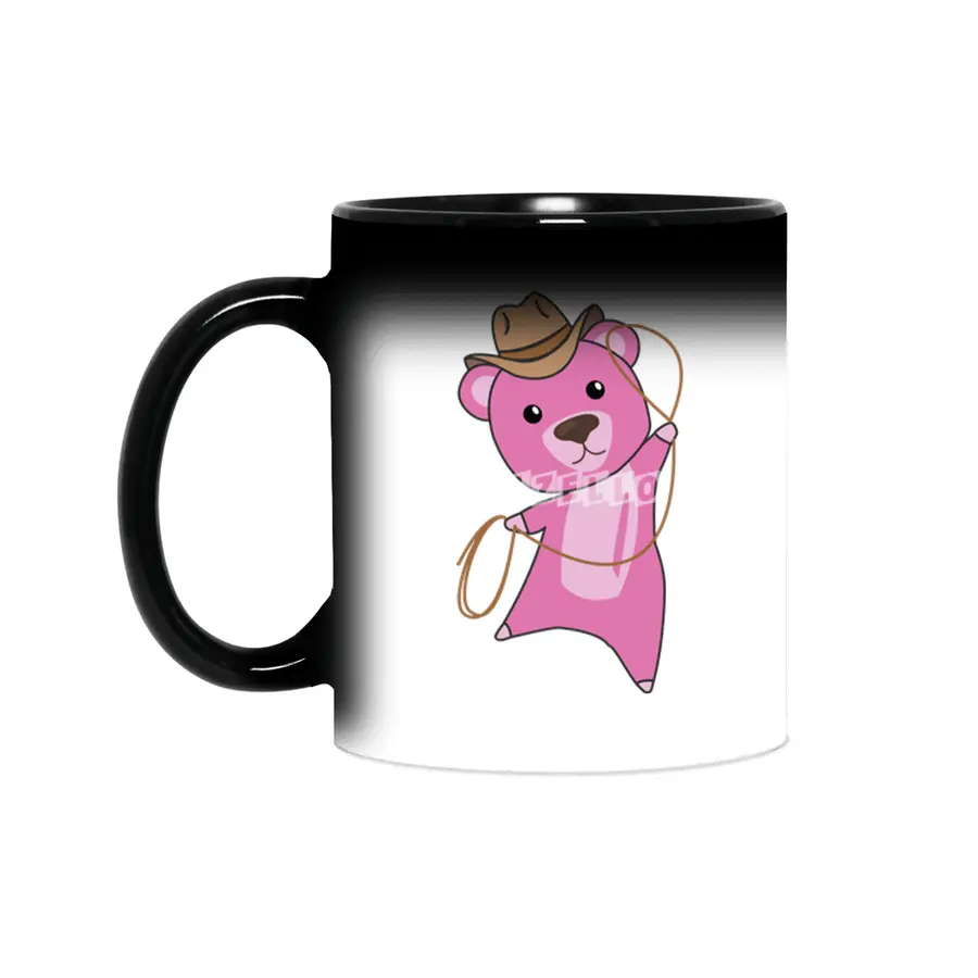 Bear Pink Cowboy Lasso Cute Animals For Kids Sihirli Kupa
