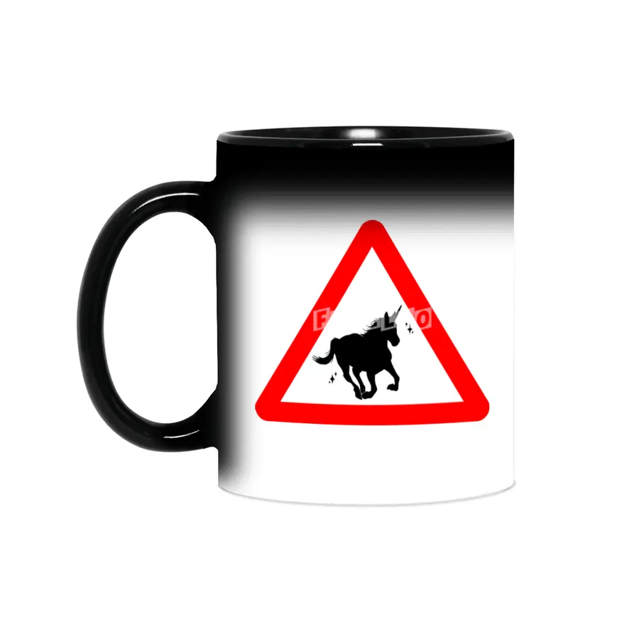 Funny Beautiful Unicorn Road Sign Shirt Sihirli Kupa