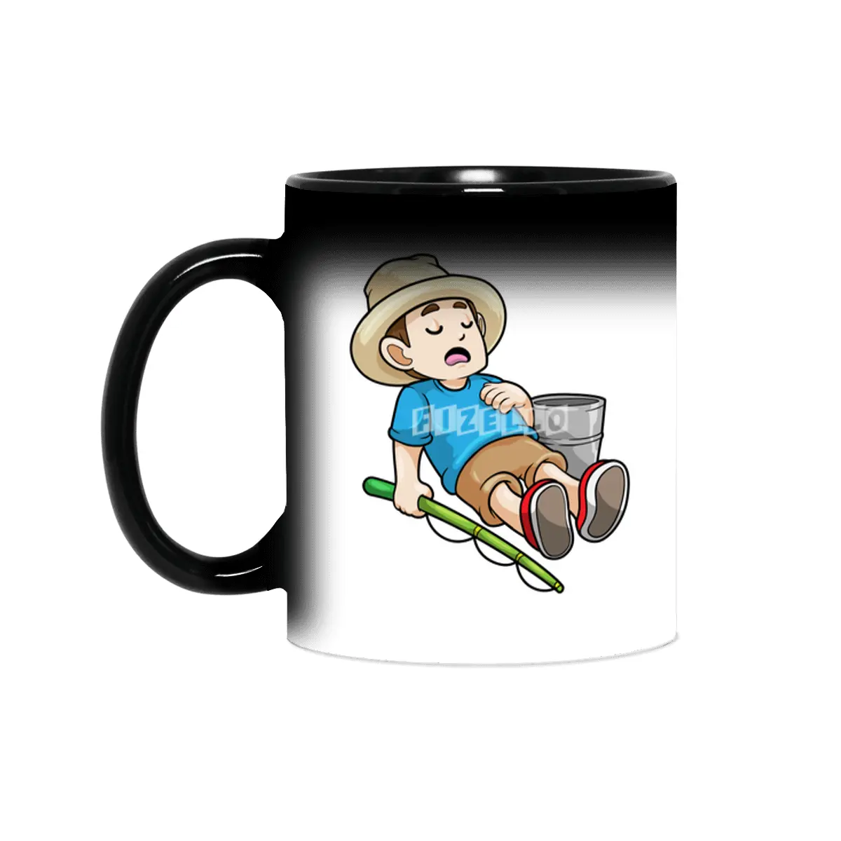 Angler with Fishing rod & Bucket Sihirli Kupa