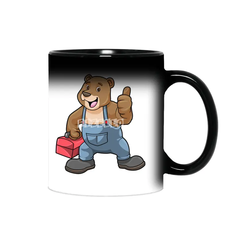 Bear as Craftsman with Tool box Sihirli Kupa