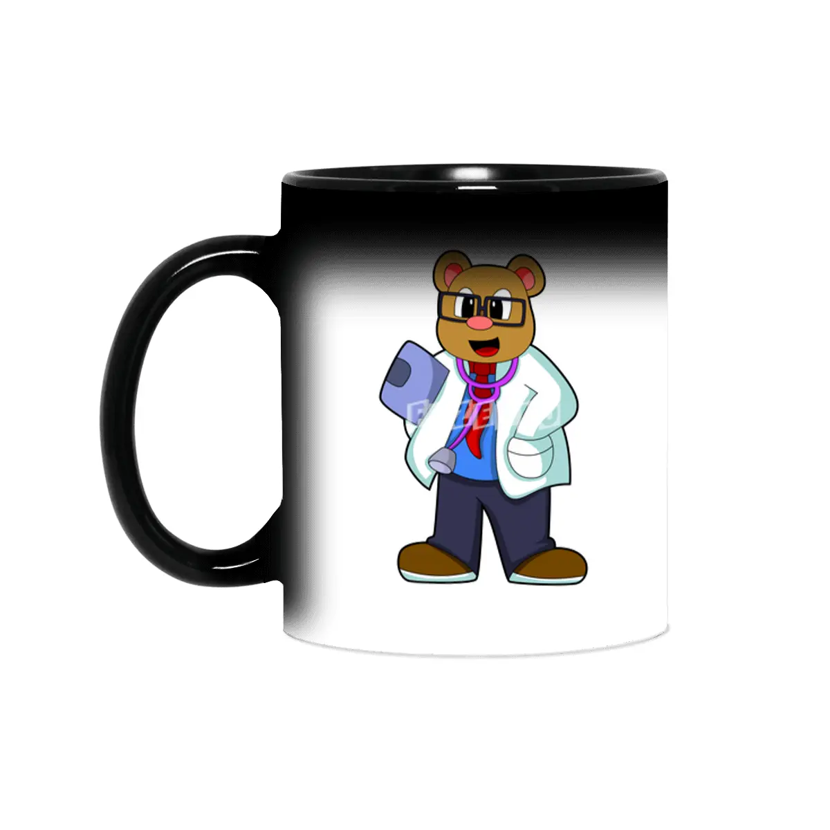 Bear as Doctor with Stethoscope Sihirli Kupa