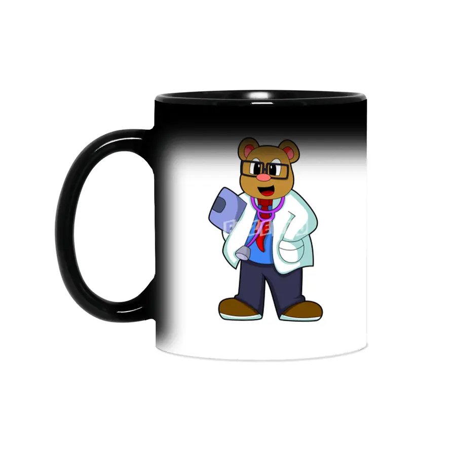 Bear as Doctor with Stethoscope Sihirli Kupa