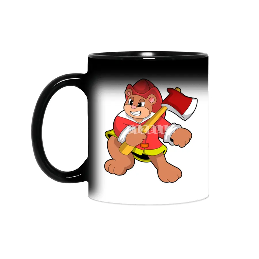 Bear as Firefighter with Ax Sihirli Kupa