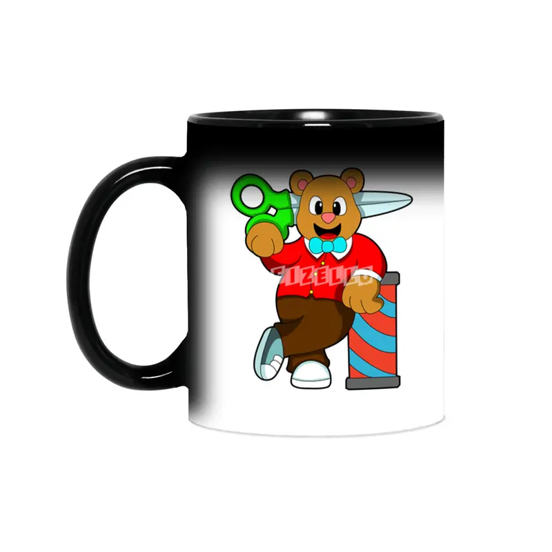 Bear as Hairdresser with Scissors Sihirli Kupa