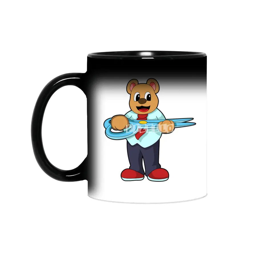 Bear as Hairdresser with Scissors Sihirli Kupa