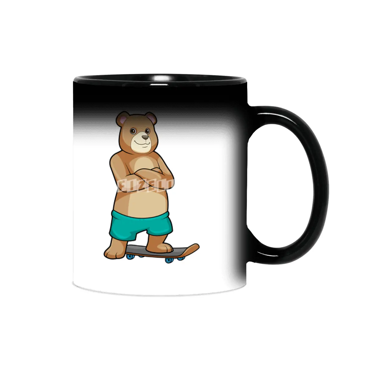 Bear as Skater with Skateboard Sihirli Kupa