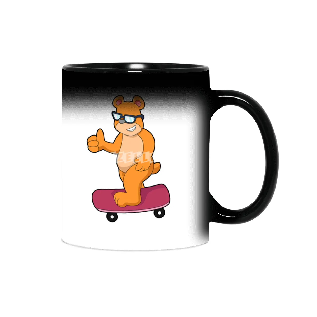 Bear as Skater with Skateboard Sihirli Kupa