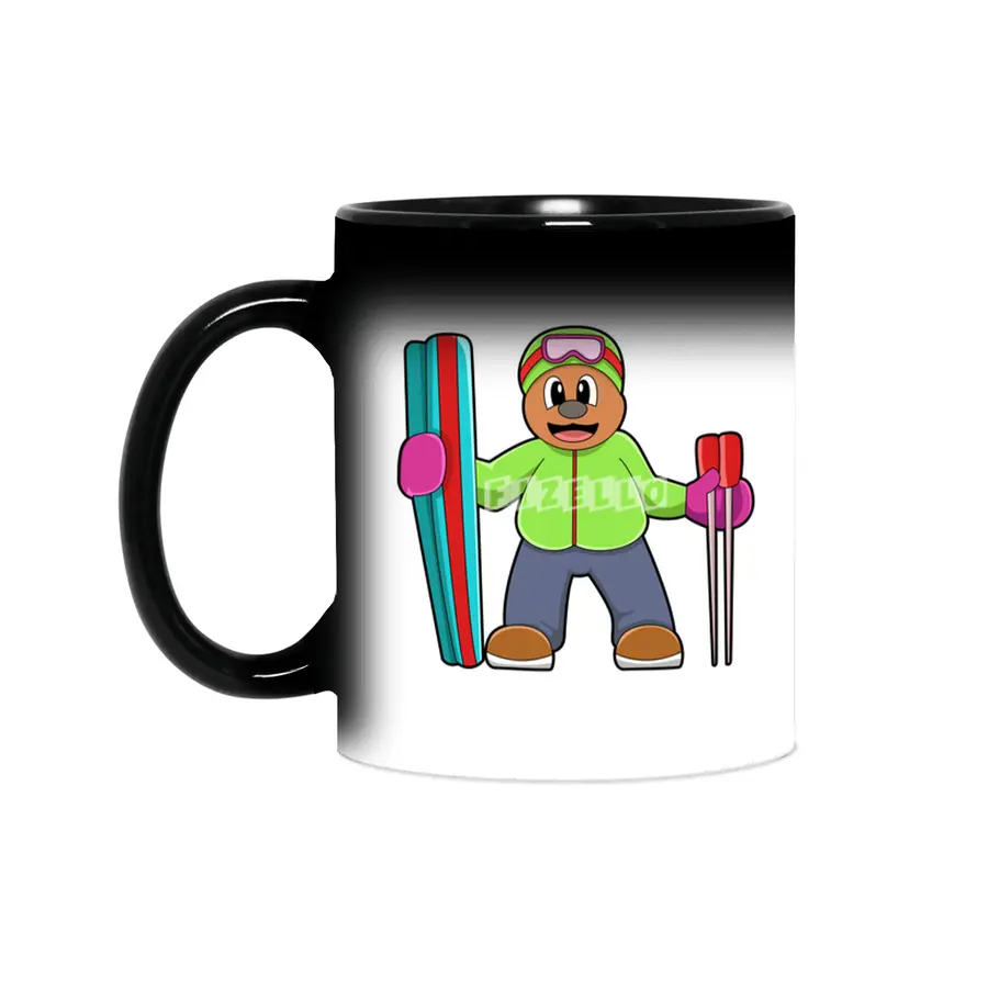 Bear as Skier with Ski & Ski poles Sihirli Kupa