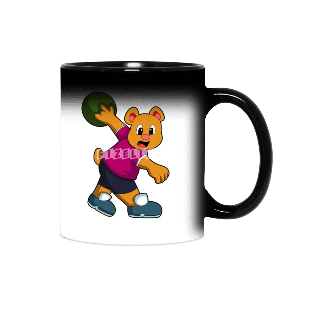 Bear at Bowling with Bowling ball Sihirli Kupa