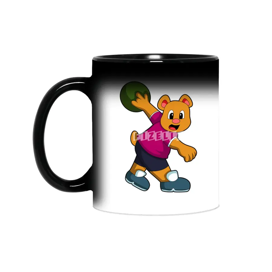 Bear at Bowling with Bowling ball Sihirli Kupa