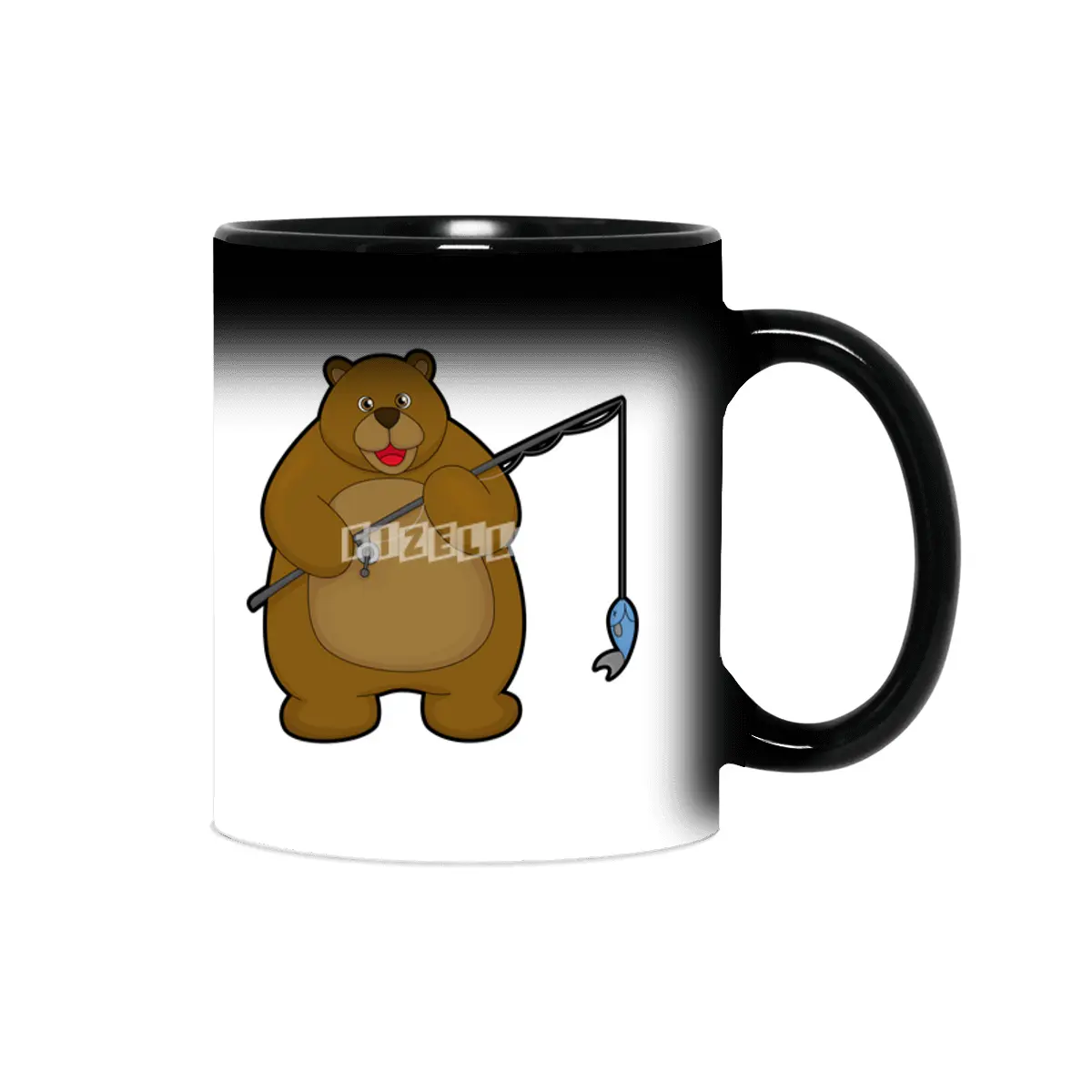 Bear at Fishing with Fishing rod & Fish Sihirli Kupa