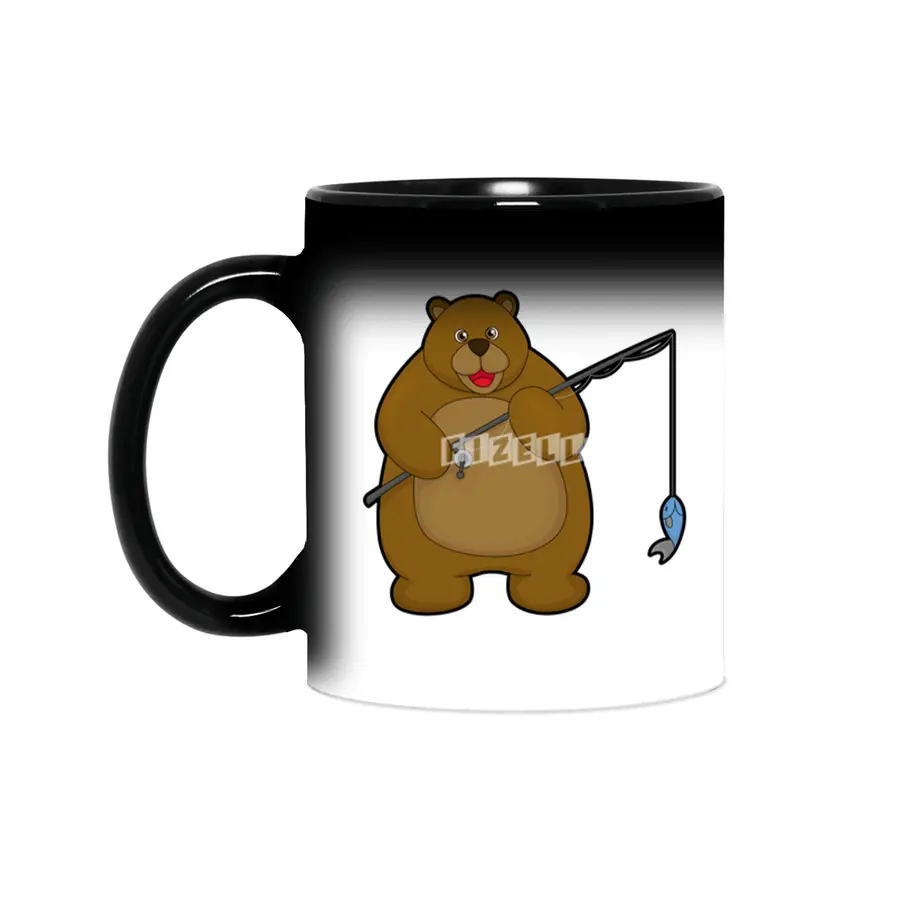 Bear at Fishing with Fishing rod & Fish Sihirli Kupa